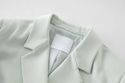 Amii Minimalism Spring Office Lady Blazer mit Spitzen-Tanktop mit V-Ausschnitt