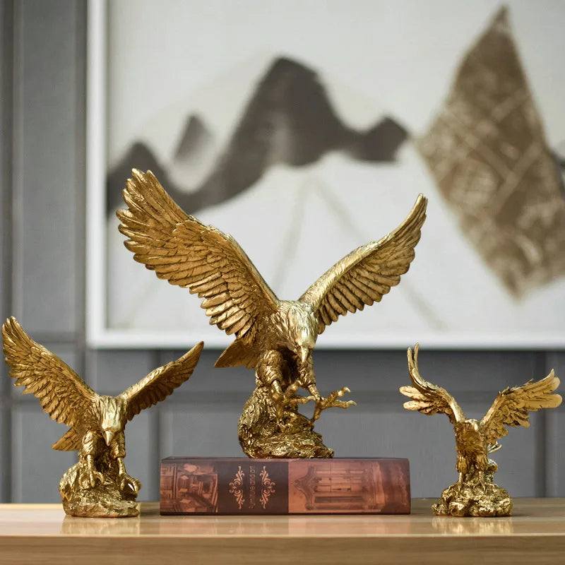 Statue en résine Golden Eagle - Décor de bureau moderne