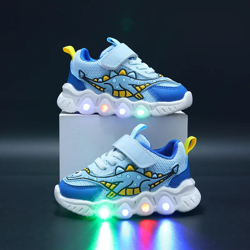 Cartoon LED Tennis Shoes for Kids - Breathable & Illuminated