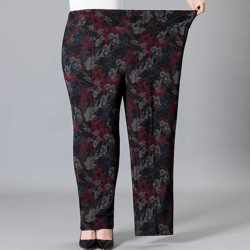 Oversize 8XL 9XL Printed High-Waist Trousers