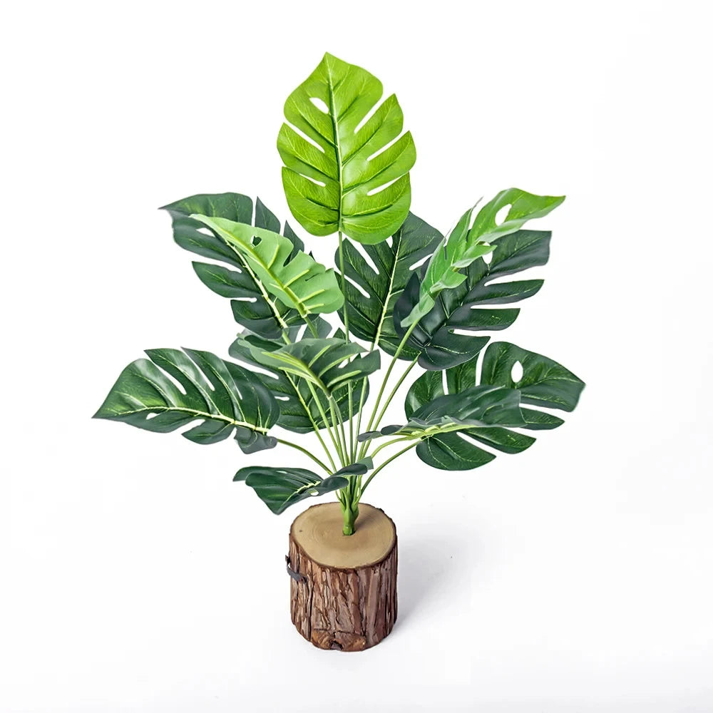 Branche artificielle de Monstera de 43 cm avec 12 feuilles de palmier tropicales