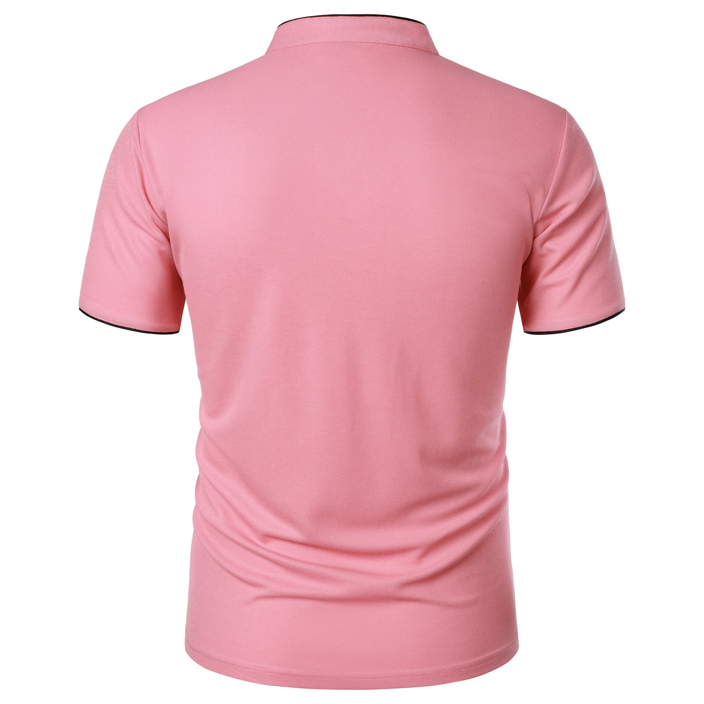 Men's solid color short-sleeved stand Neck T-shirt