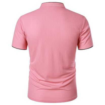 Men's solid color short-sleeved stand Neck T-shirt