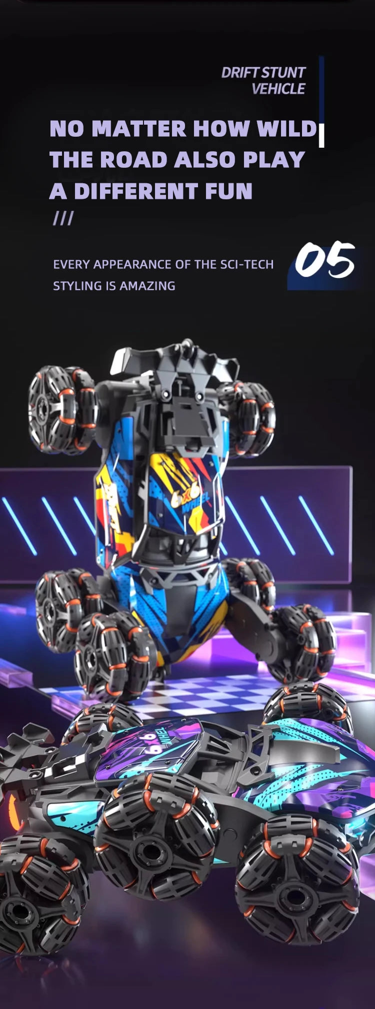 Spray Twisting Stunt RC Car - Six-Wheel Toy