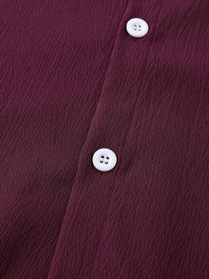 Chemise boutonnée à manches courtes pour homme, style Henley, été