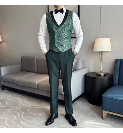 3-Piece High-Density Jacquard Men's Wedding Suit