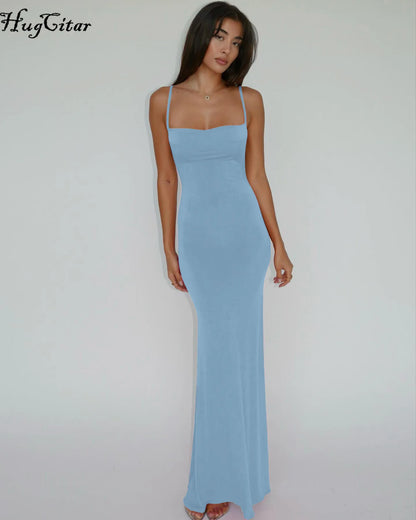 Schwarzes Maxi-Partykleid mit eckigem Kragen