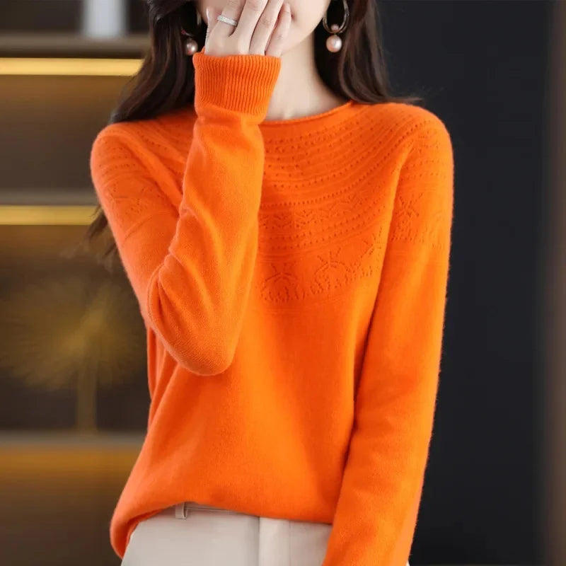 Women's Loose Knitted Woolen Roll Neck Sweater