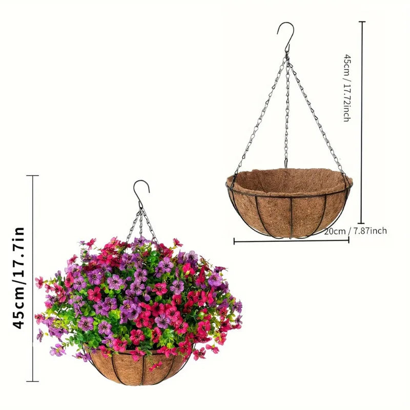 Artificial Hanging Flowers in Basket for Home & Garden