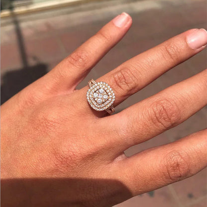 Mode Metall Intarsien Zirkon Ringe Damen