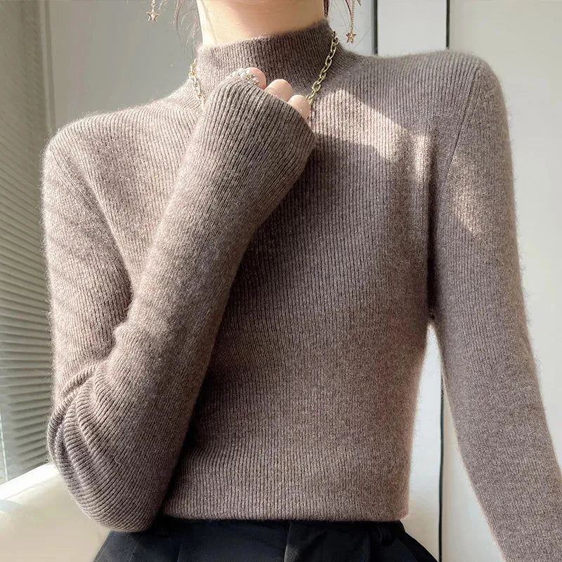 Chic Women's Half Turtleneck Knitted Sweater