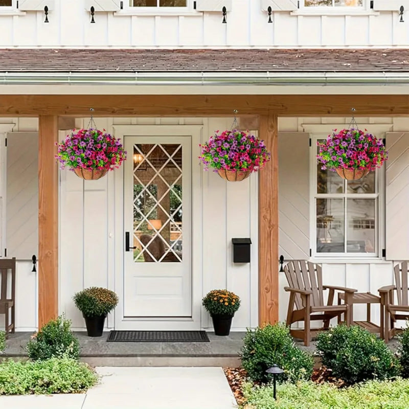 Artificial Hanging Flowers in Basket for Home & Garden