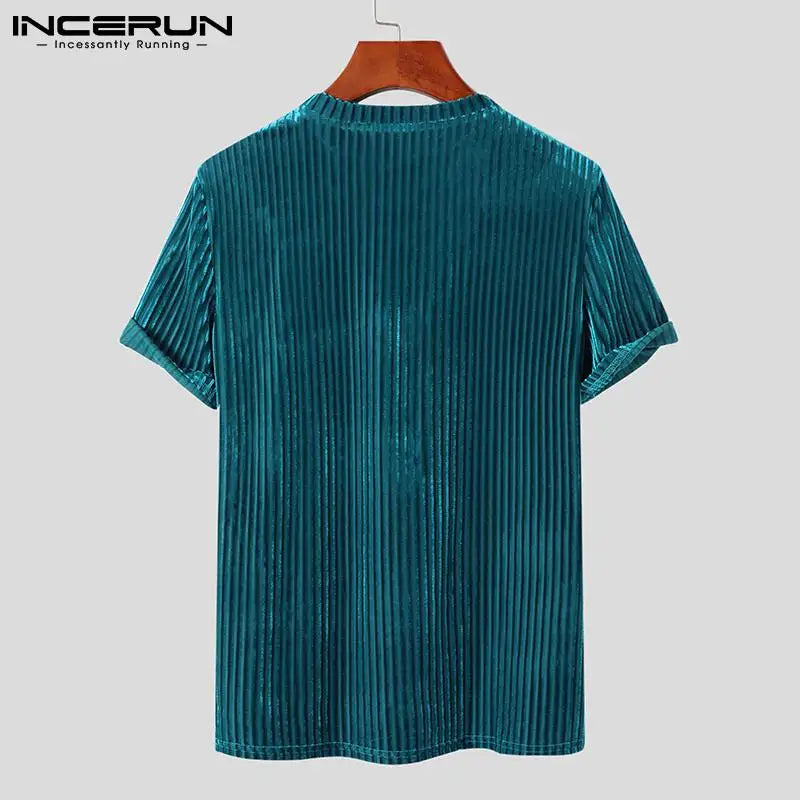 Men Casual T Shirt - Round Neck Solid Color Streetwear