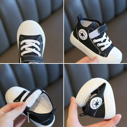 Children's High Top Canvas Anti Slip Soft Sole Colorful Sneakers