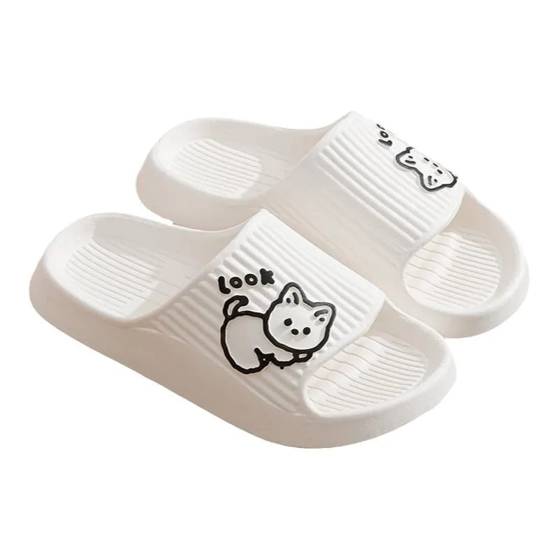 Bear Cartoon Non-Slip Platform Slippers for Women