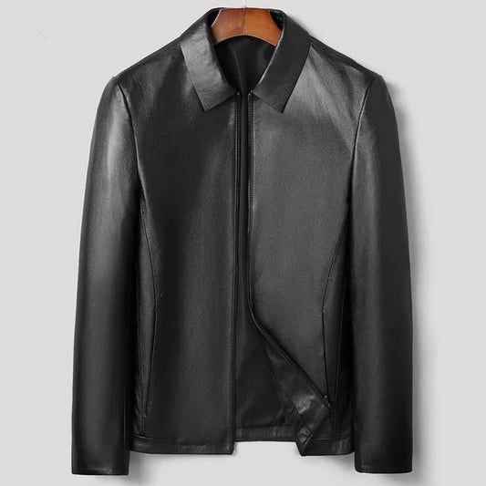 Veste en cuir surdimensionnée en peau de mouton pour hommes