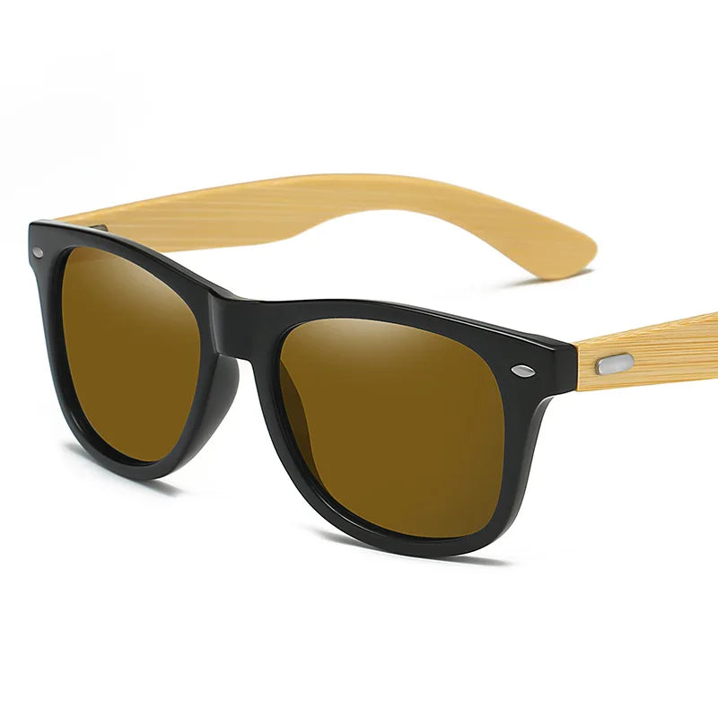 Holz-Bambus-UV400-Sonnenbrille, klassische Herrenbrille zum Fahren