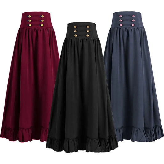 Vintage High Waist Maxi Skirt A-Line