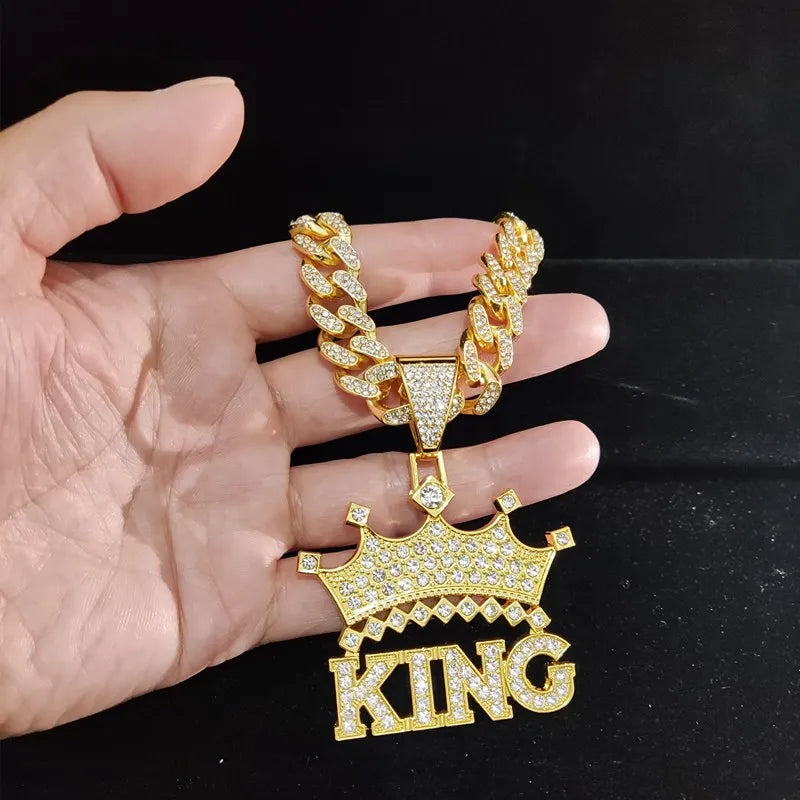 Chaîne cubaine King avec couronne creuse de style rue, 1 pièce