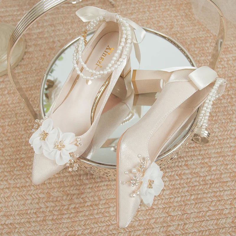 Blumen High Heels Frau Hochzeitsschuhe 