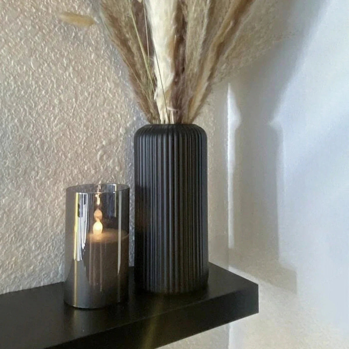 Striped Ceramic-Like Plastic Vase for Floral Display