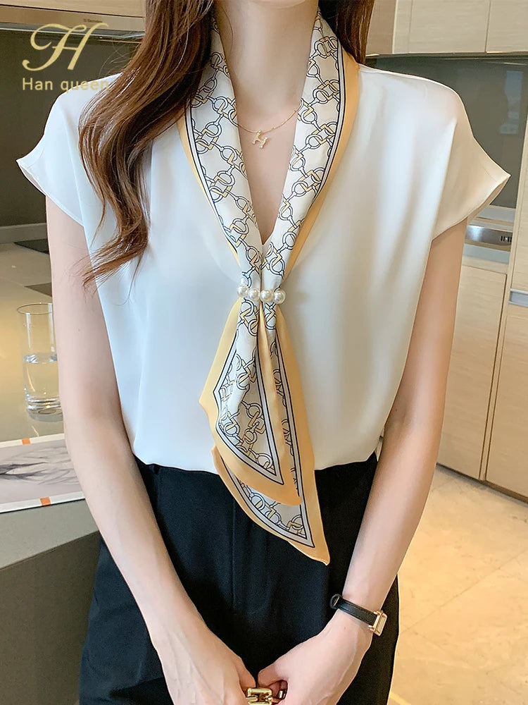 Han Queen Summer Office Lady Blouse