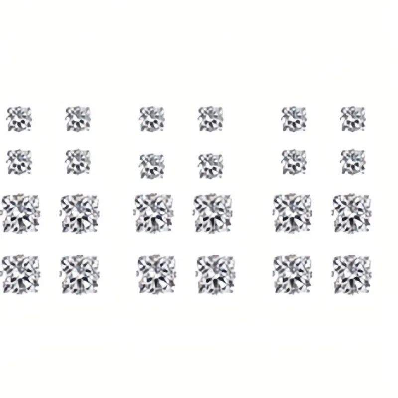 White Shiny Wedding Stud Earrings Set - Crystal Jewelry Accessories