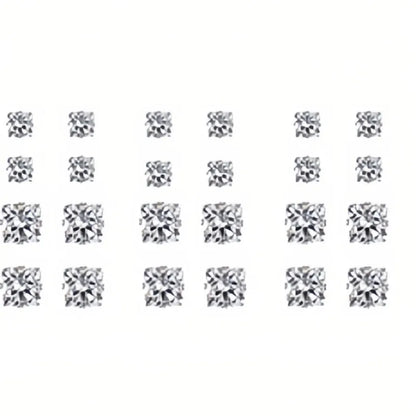 White Shiny Wedding Stud Earrings Set - Crystal Jewelry Accessories