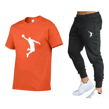 Men's Luxury Designer Tracksuit: T-Shirt & Pants Set