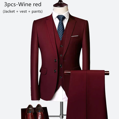 Luxury Men's 3-Piece Slim Fit Wedding Suit