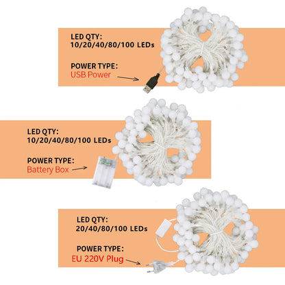 13M LED-Kugel-Lichterkette für Party &amp; Garten