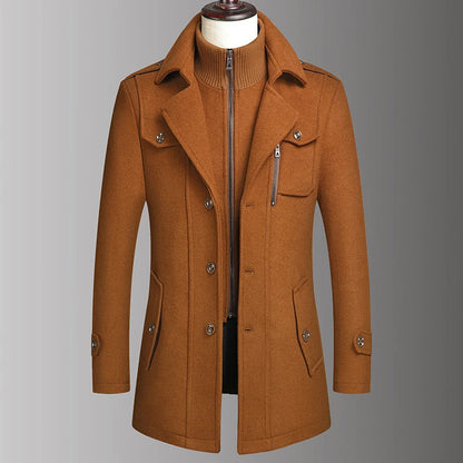 Men's Double Collar Woolen Coat