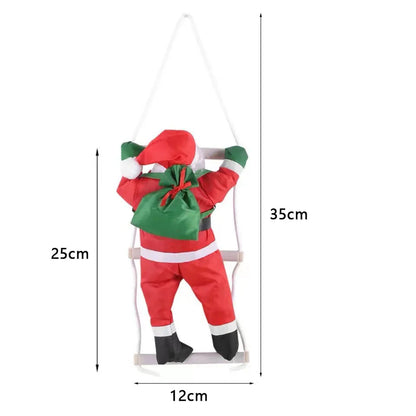 Santa Claus Climbing Ladder Merry Christmas Tree