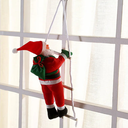 Santa Claus Climbing Ladder Merry Christmas Tree