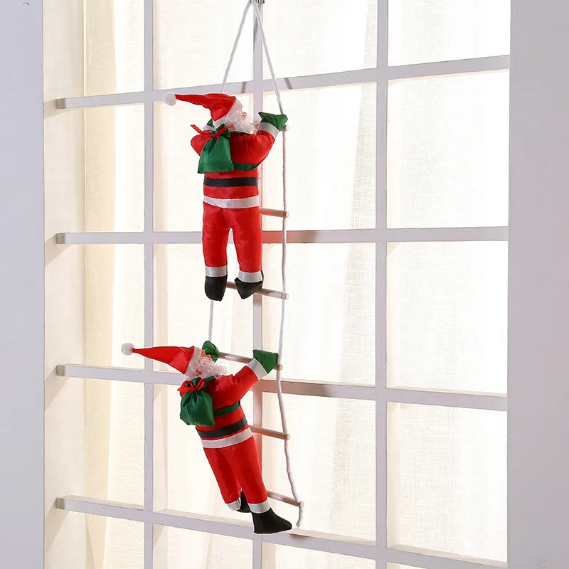 Santa Claus Climbing Ladder Merry Christmas Tree