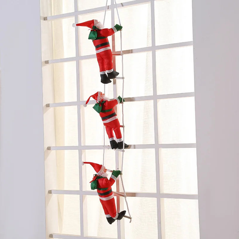 Santa Claus Climbing Ladder Merry Christmas Tree