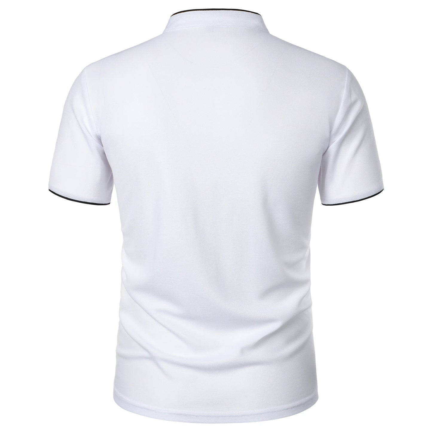 Men's solid color short-sleeved stand Neck T-shirt