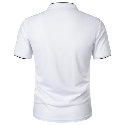 Men's solid color short-sleeved stand Neck T-shirt