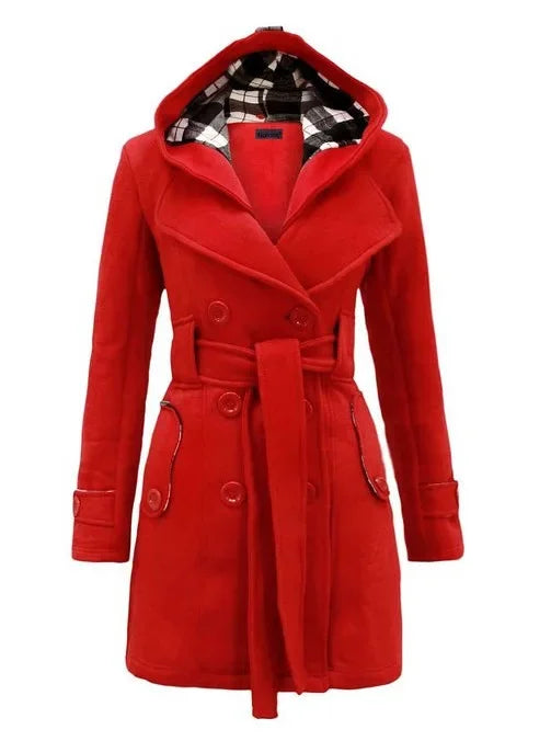 Trendy Chequered Hooded Overcoat for