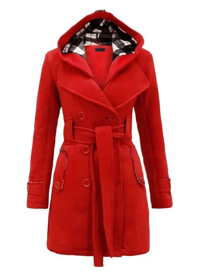 Trendy Chequered Hooded Overcoat for