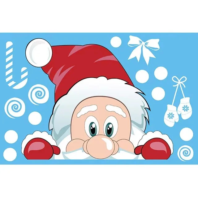 Removable Santa Elk Window Stickers for Festive Decor