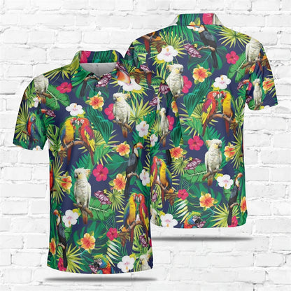 Parrot Print Polo Shirt for Men