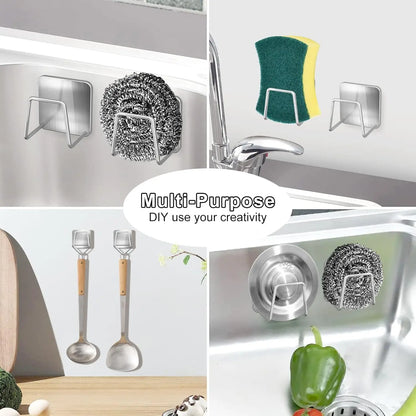 Porte-éponges de cuisine auto-adhésif en acier inoxydable