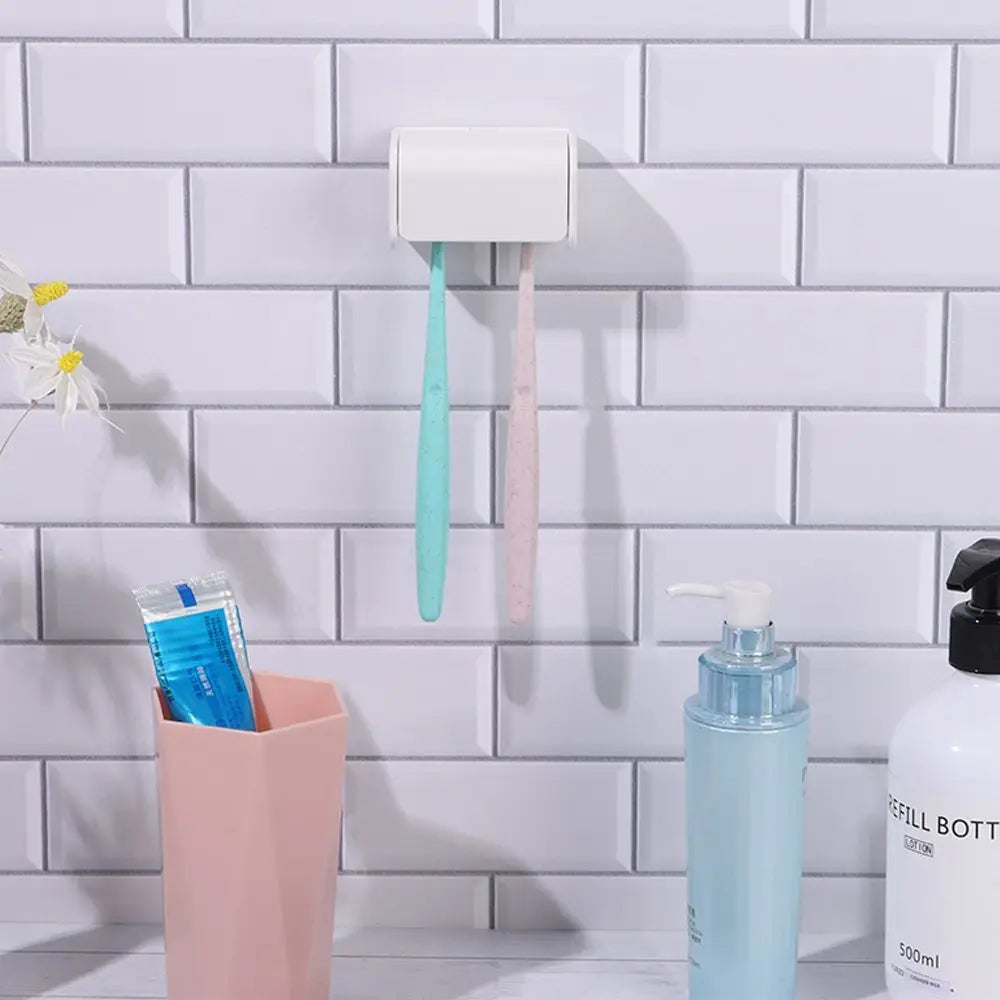 Wall-Mounted Toothbrush Holder & Toothpaste Hook - Family Storage