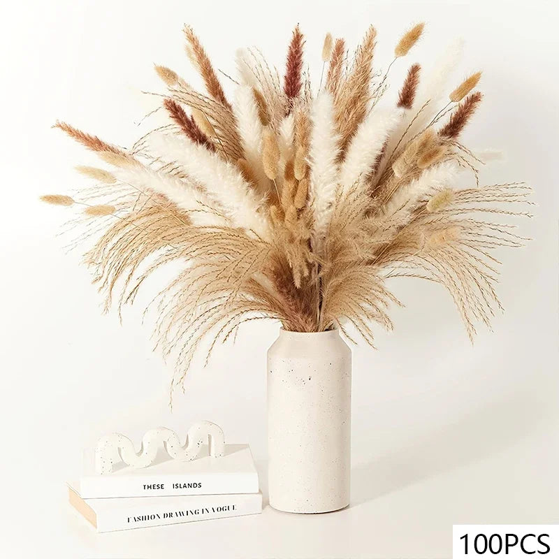 Natural Dried Flowers Pampas Floral Bouquet Home Decoration Rabbit Tail Grass