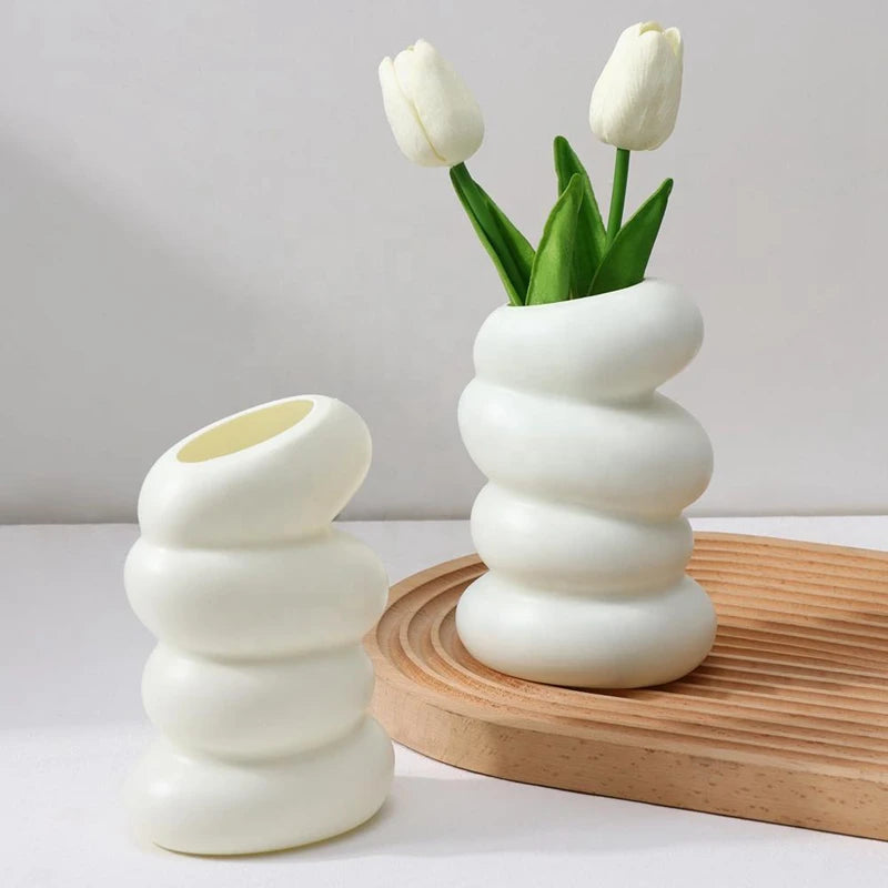 1PC Plastic Spiral White Vase for Home Decor