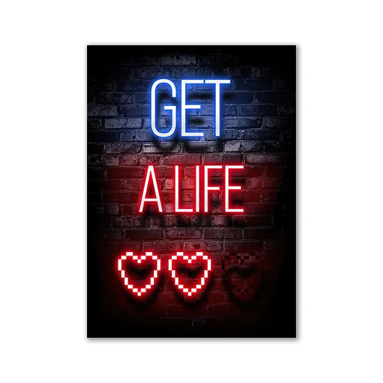 Motivational Neon Effect Canvas Wall Posters