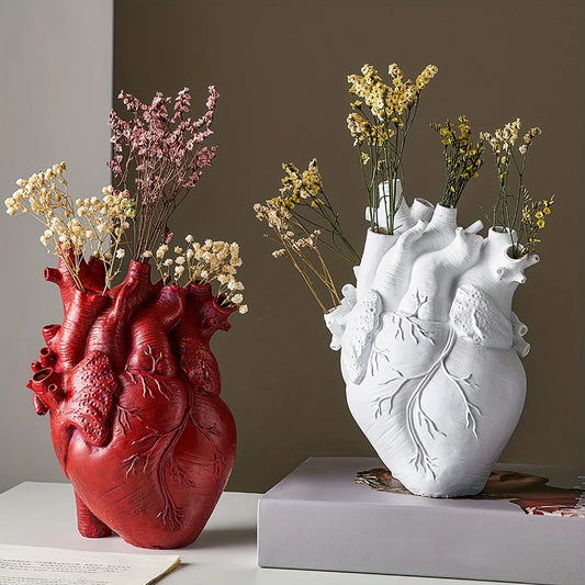 Heart-shaped sculpture customized resin flowers vase