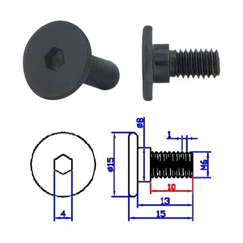 Set of 10 M6 Black Carbon Steel Step Screws