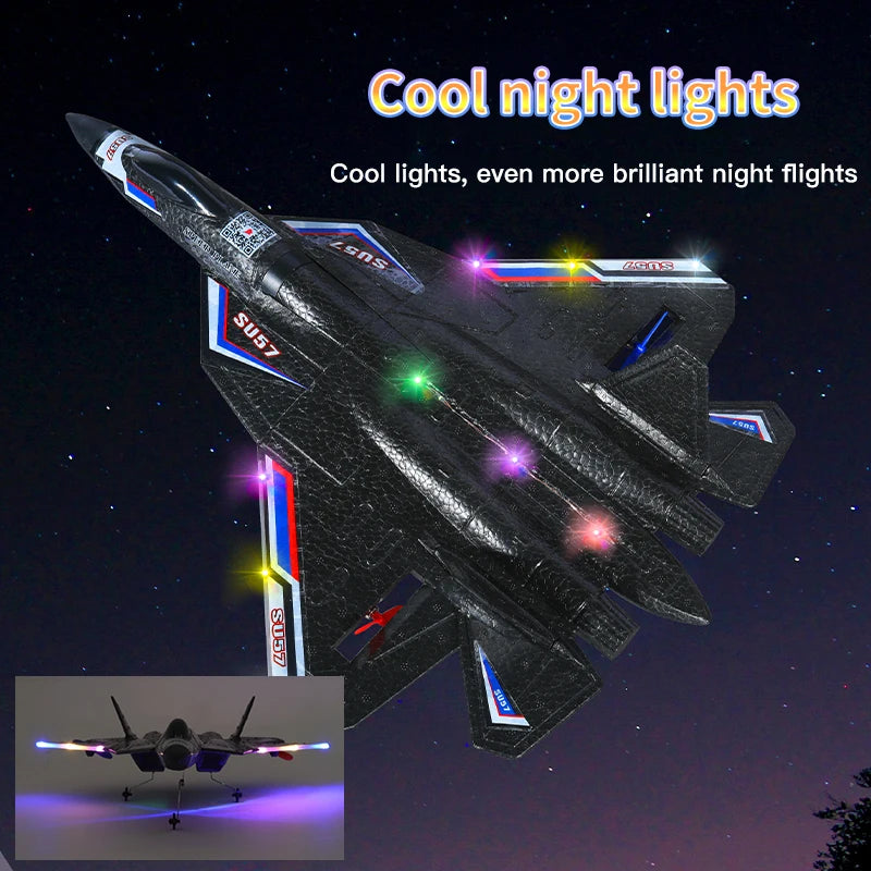 LED Lights 2.4G RC SU57 Glider Airplane